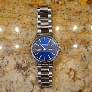 Nixon Blue Silver Watch with Stainless Steel Bracelet